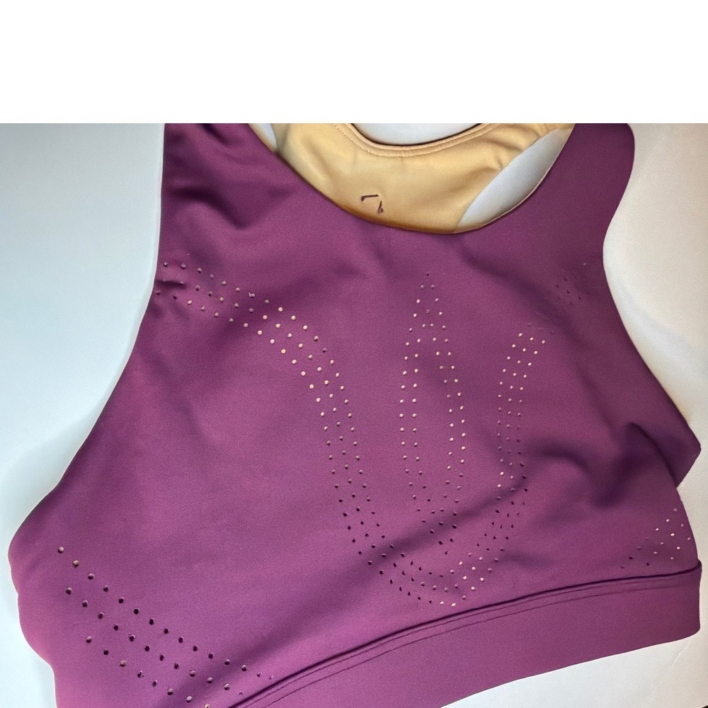Buff Bunny Womens Sports Bra Small‎ Burgundy Laser Cut High Neck Athletic small
